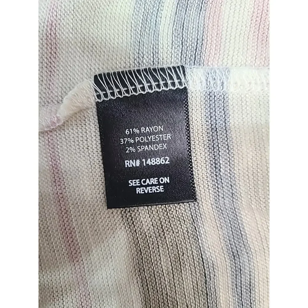 Torrid Multi Stripe Slub Knit Cardigan Women's 3X Open Front 3/4 Sleeves Stretch - Picture 6 of 7